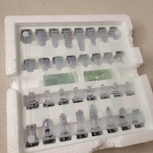 Clear Chess and Checkers Set, Glass Gameboard, for Adults and Kids Ages 8 up - Picture 3 of 5